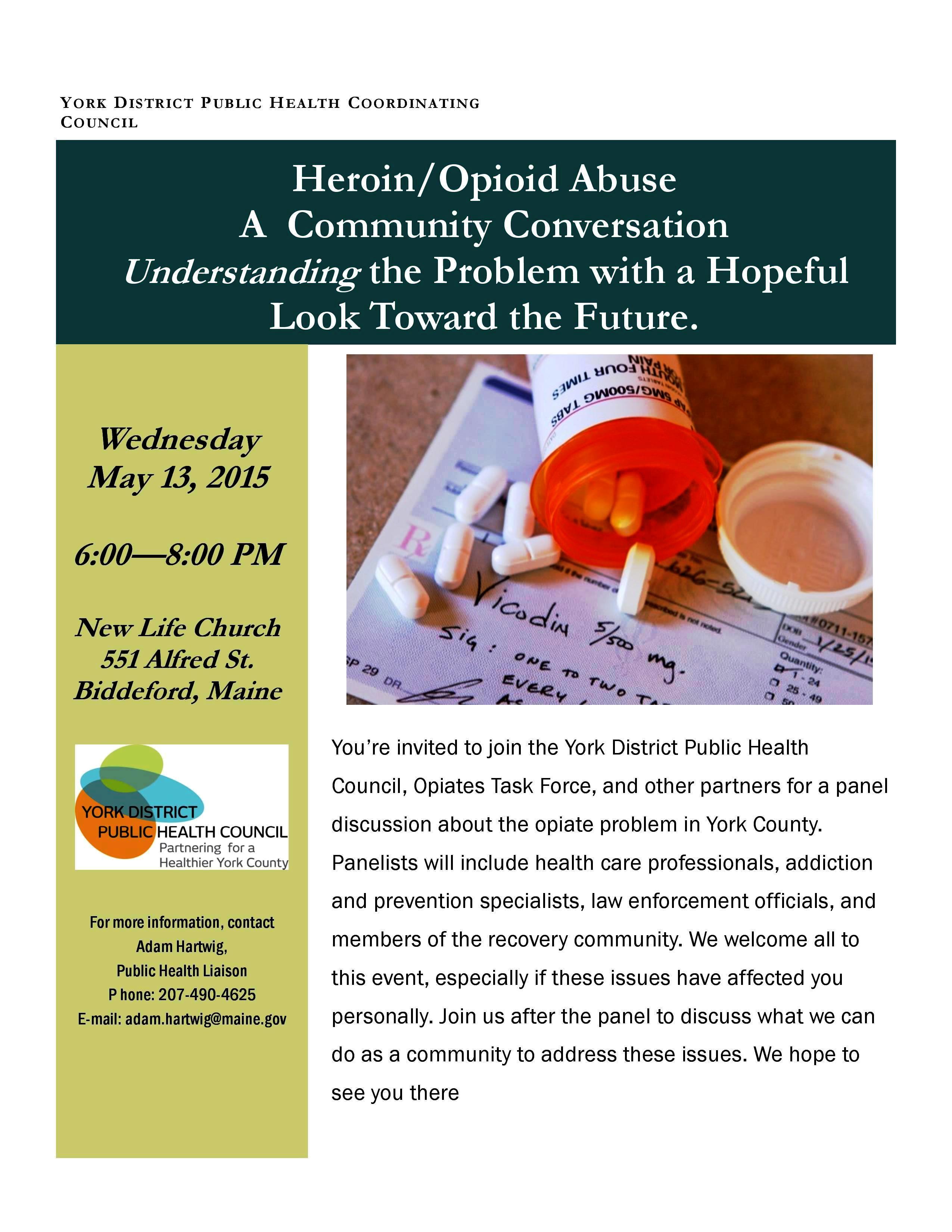 Heroin/Opioid Abuse: A Community Conversation @ New Life Church | Biddeford | Maine | United States